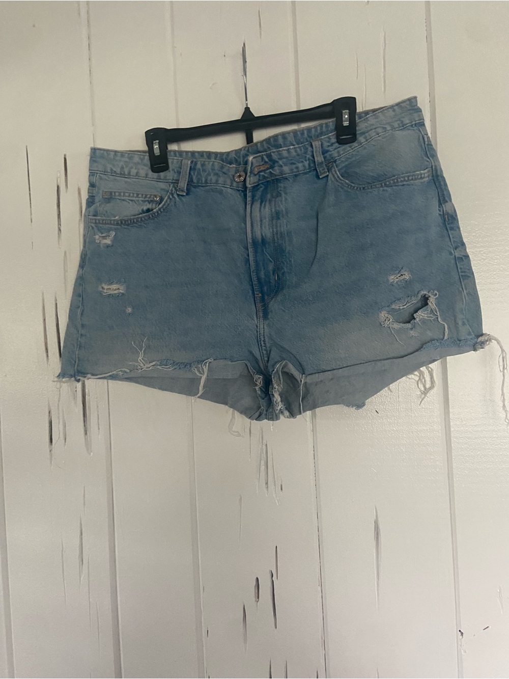 H&M Light Blue Distressed Denim Shorts